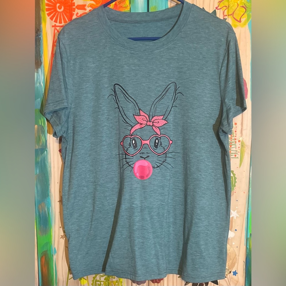 Teal Bunny Graphic Women’s T-Shirt